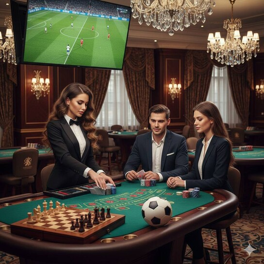 Luxurious Iowa Casino interior with dynamic lighting, slot machines, and game tables, signifying high-end entertainment.